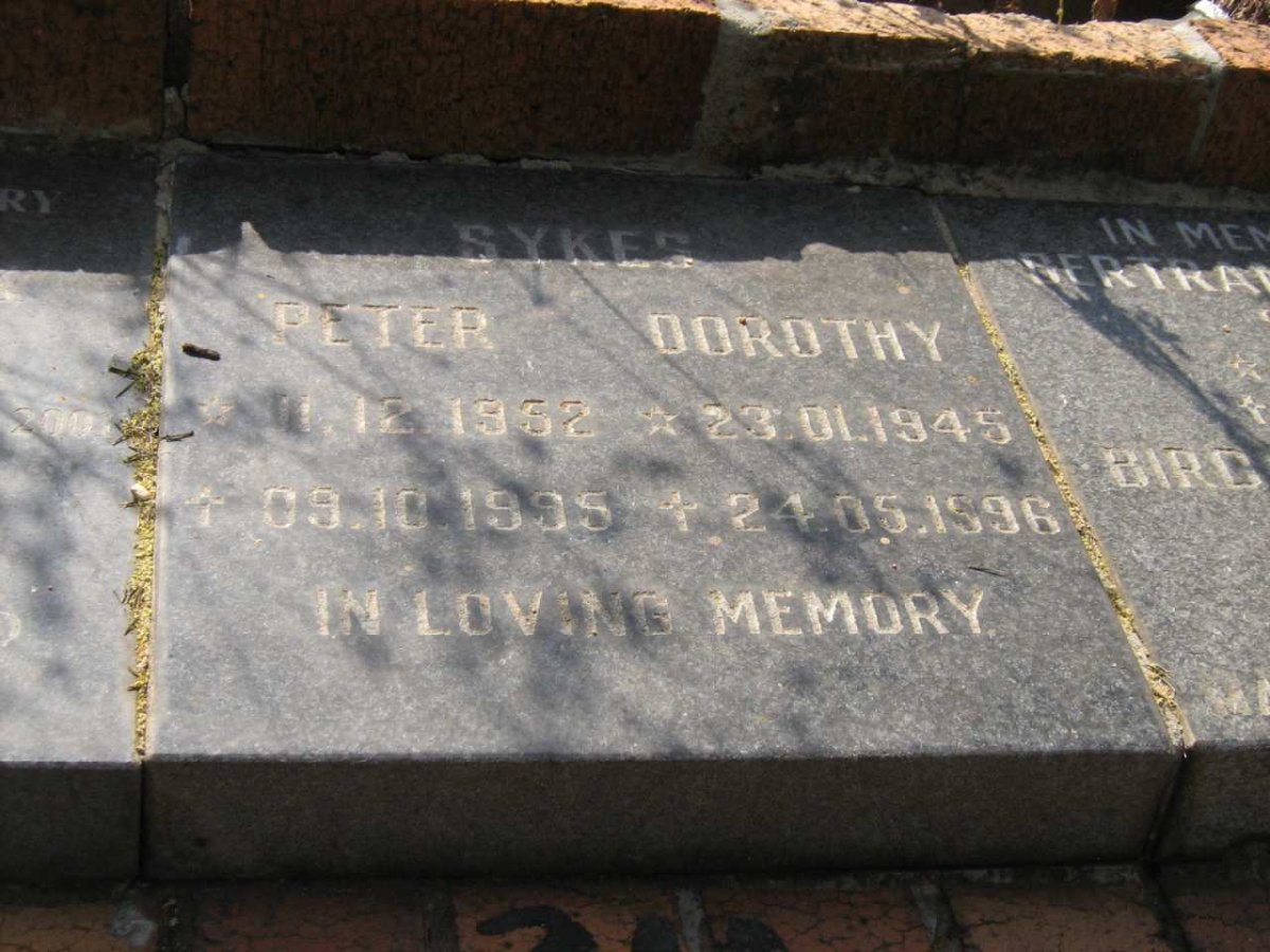 SYKES Peter 1952-1995 &amp; Dorothy 1945-1996