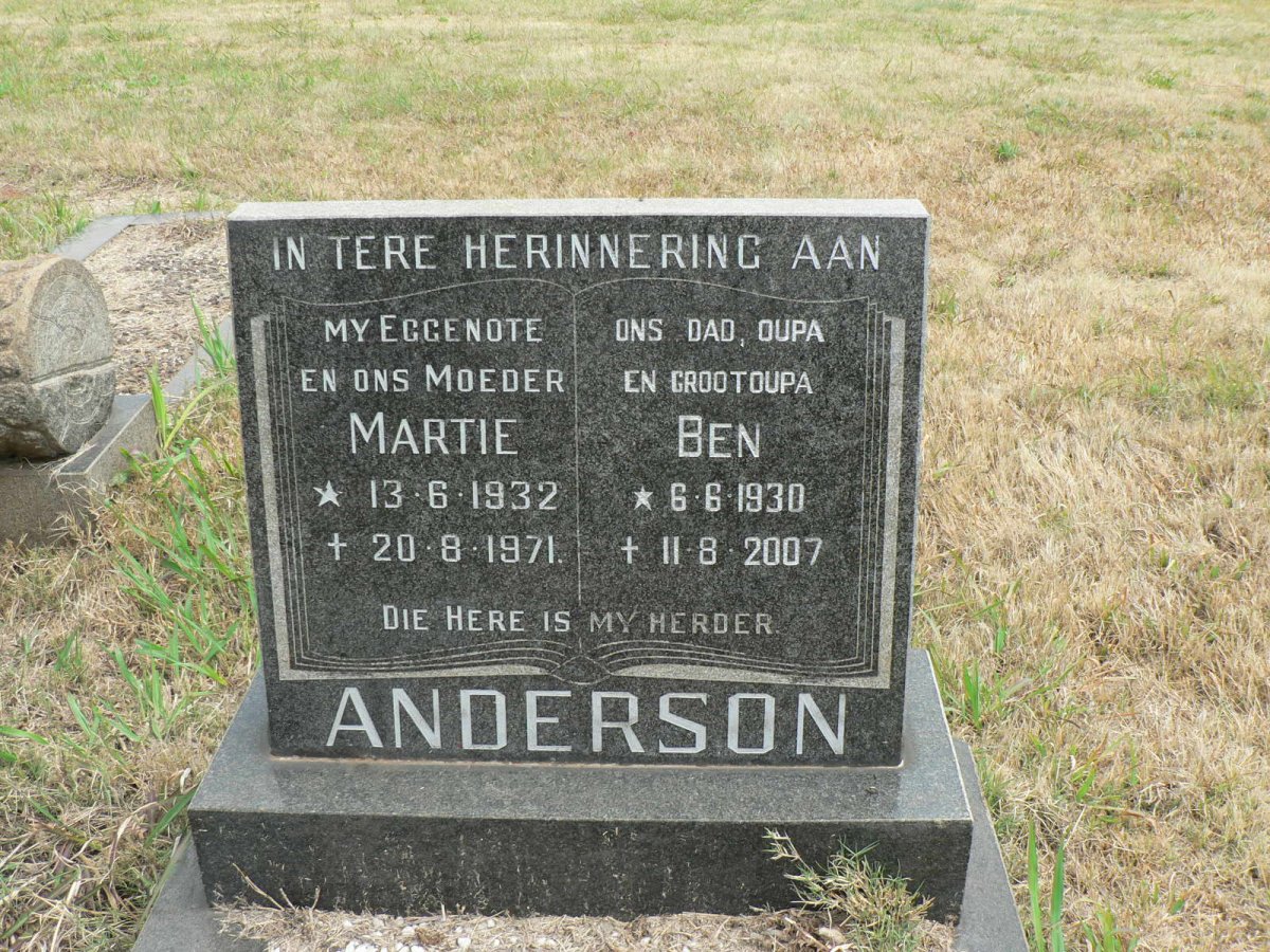 ANDERSON Ben 1930-2007 &amp; Martie 1932-1971