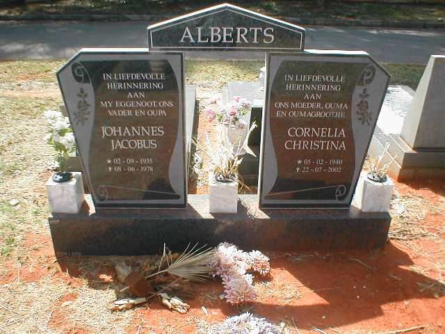 ALBERTS Johannes Jacobus 1935-1978 &amp; Cornelia Christina 1940-2002
