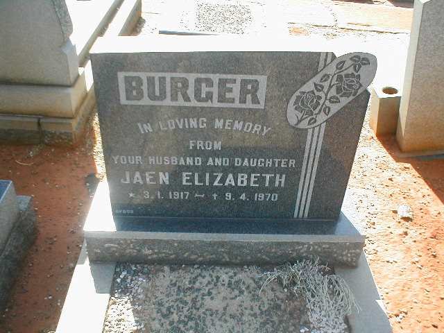 BURGER Jaen Elizabeth 1917-1970