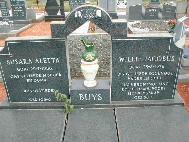 BUYS Willie Jacobus -1976 &amp; Susara Aletta -1986
