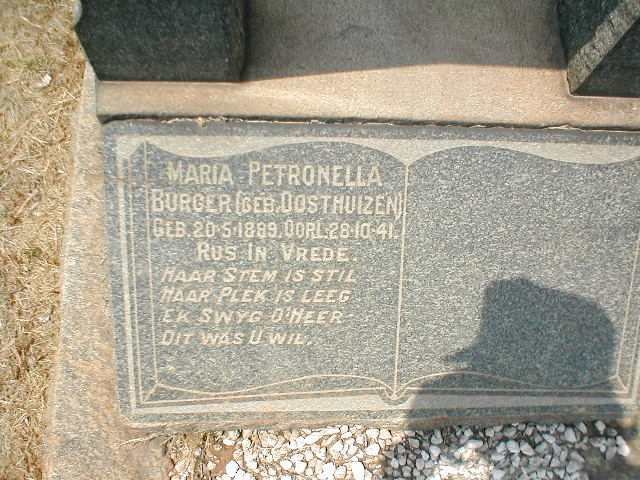 BURGER Maria Petronella nee OOSTHUIZEN 1889-1941