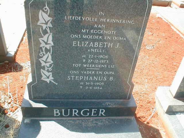 BURGER Stephanus B. 1905-1984 &amp; Elizabeth J. NELL 1906-1973