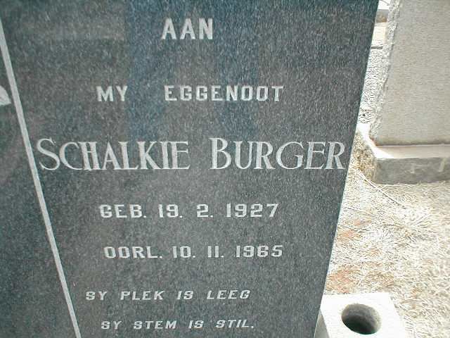 BURGER Schalkie 1927-1965