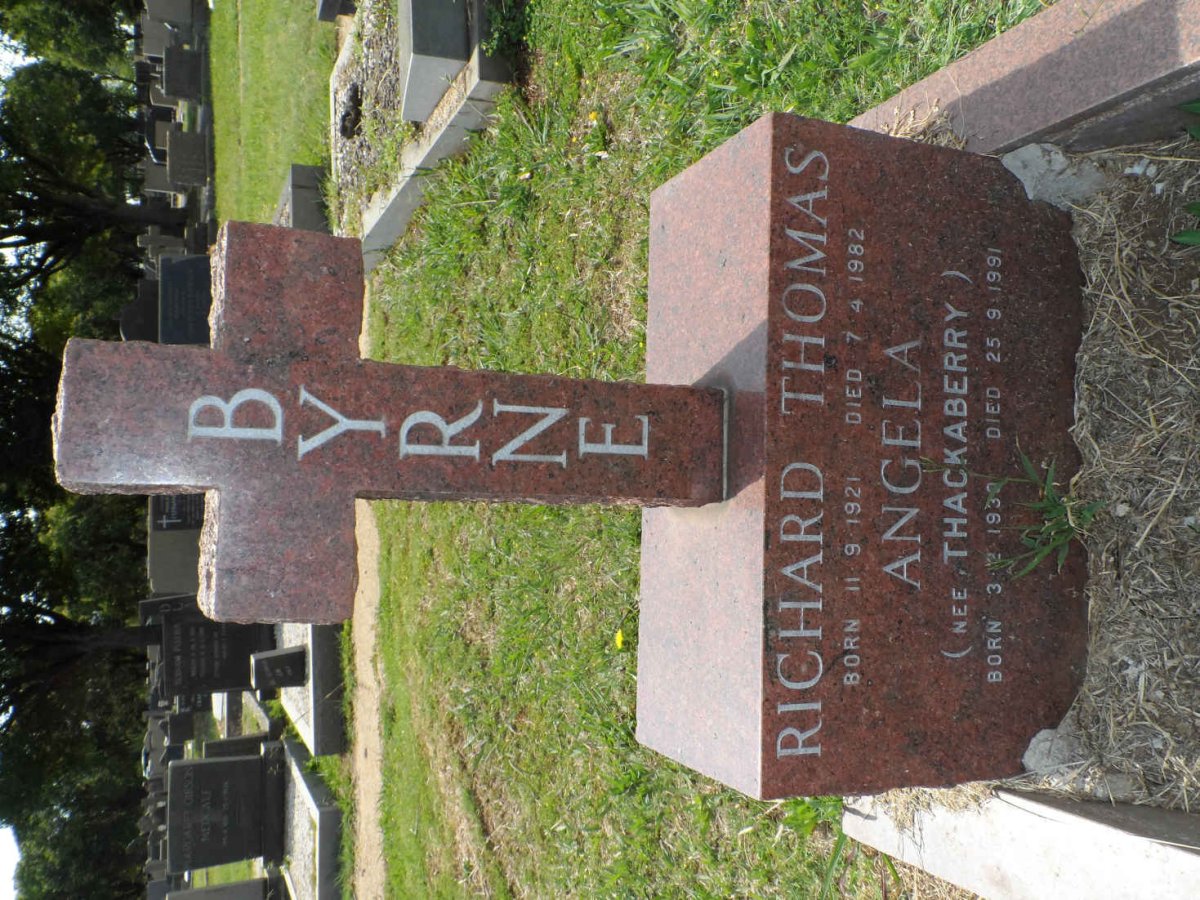 BYRNE Richard Thomas 1921-1982 &amp; Angela THACKABERRY 1930-1991