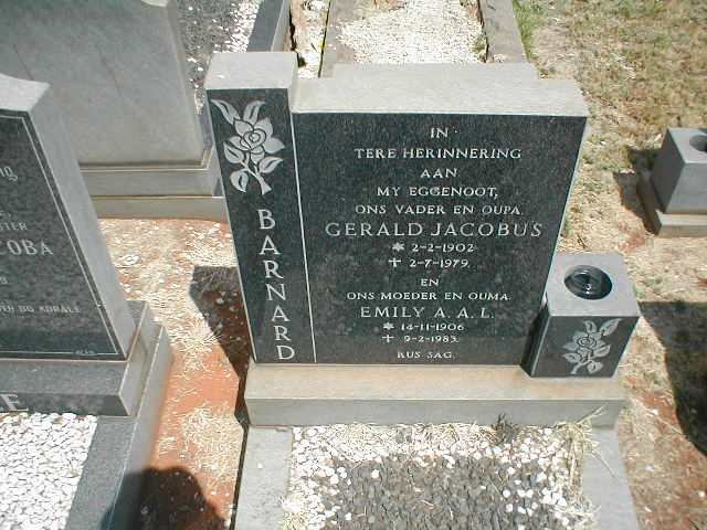 BARNARD Gerald Jacobus 1902-1979 &amp; Emily A.A.L. 1906-1983
