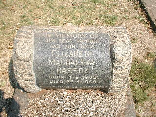 BASSON Elizabeth Magdalena 1902-1968