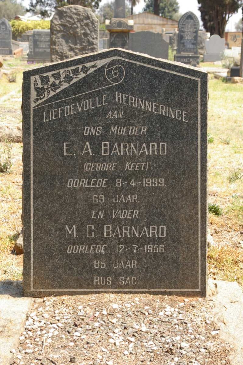 BARNARD M.C. -1956 &amp; E.A. KEET -1939