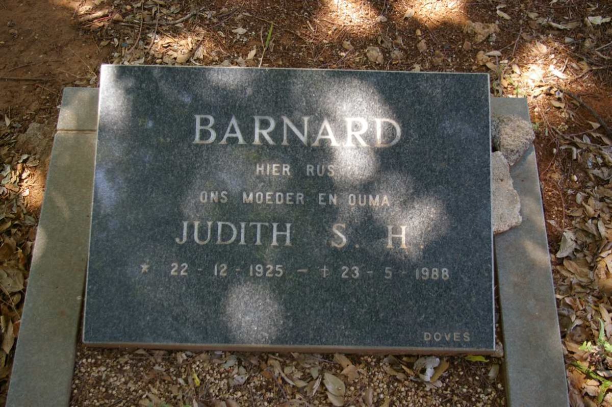 BARNARD Judith S.H. 1925-1988