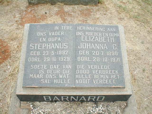 BARNARD Stephanus 1892-1929 &amp; Elizabeth Johanna C. 1890-1971