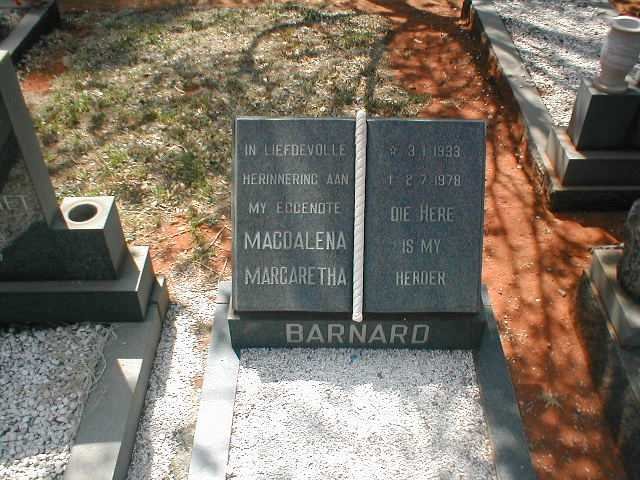 BARNARD Magdalena Margaretha 1933-1978