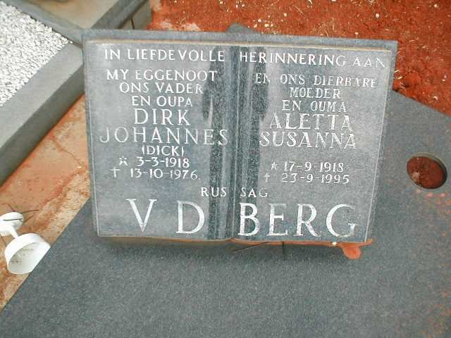 BERG Dirk Johannes, v.d. 1918-1976 &amp; Aletta Susanna 1918-1995