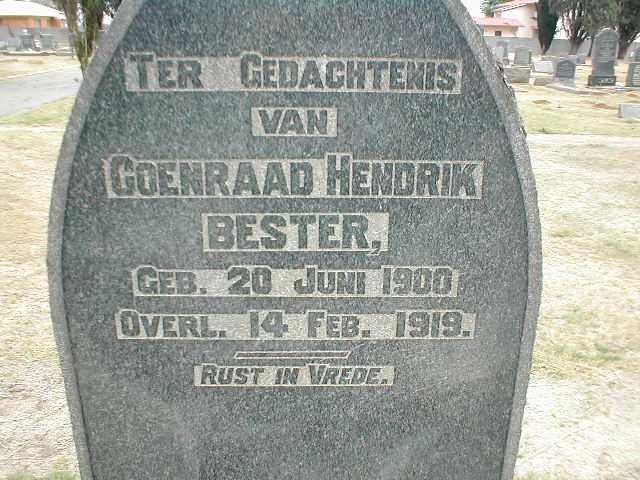 BESTER Coenraad Hendrik 1900-1919