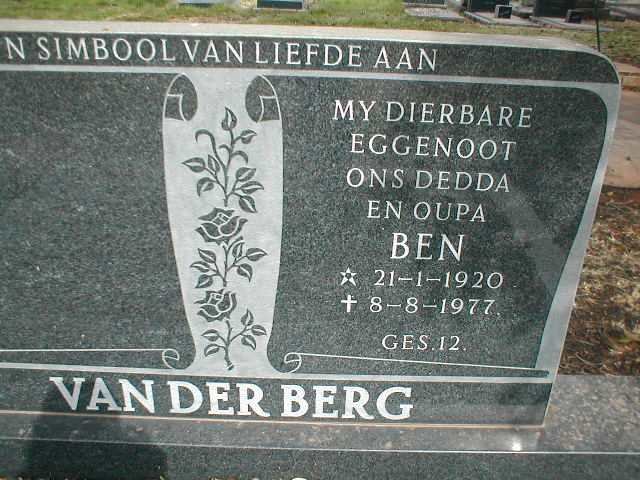 BERG Ben, van der 1920-1977