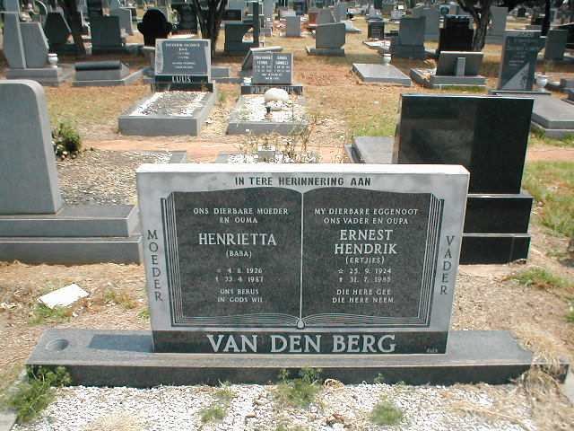 BERG Ernest Hendrik, van den 1924-1985 &amp; Henrietta 1926-1987