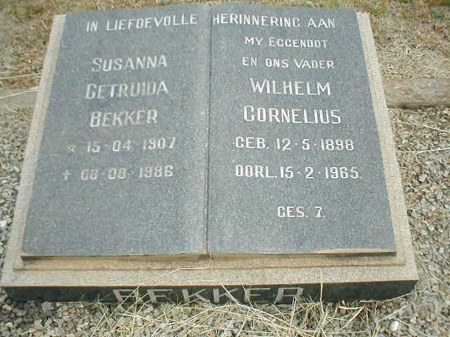 BEKKER Wilhelm Cornelius 1898-1965 &amp; Susanna Getruida 1907-1986