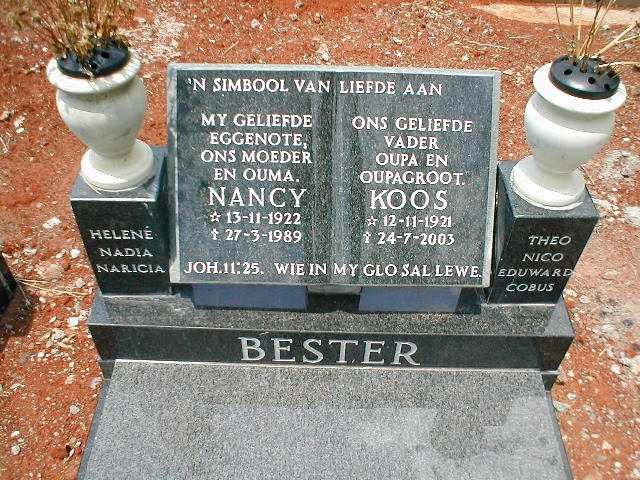 BESTER Koos 1921-2003 &amp; Nancy 1922-1989