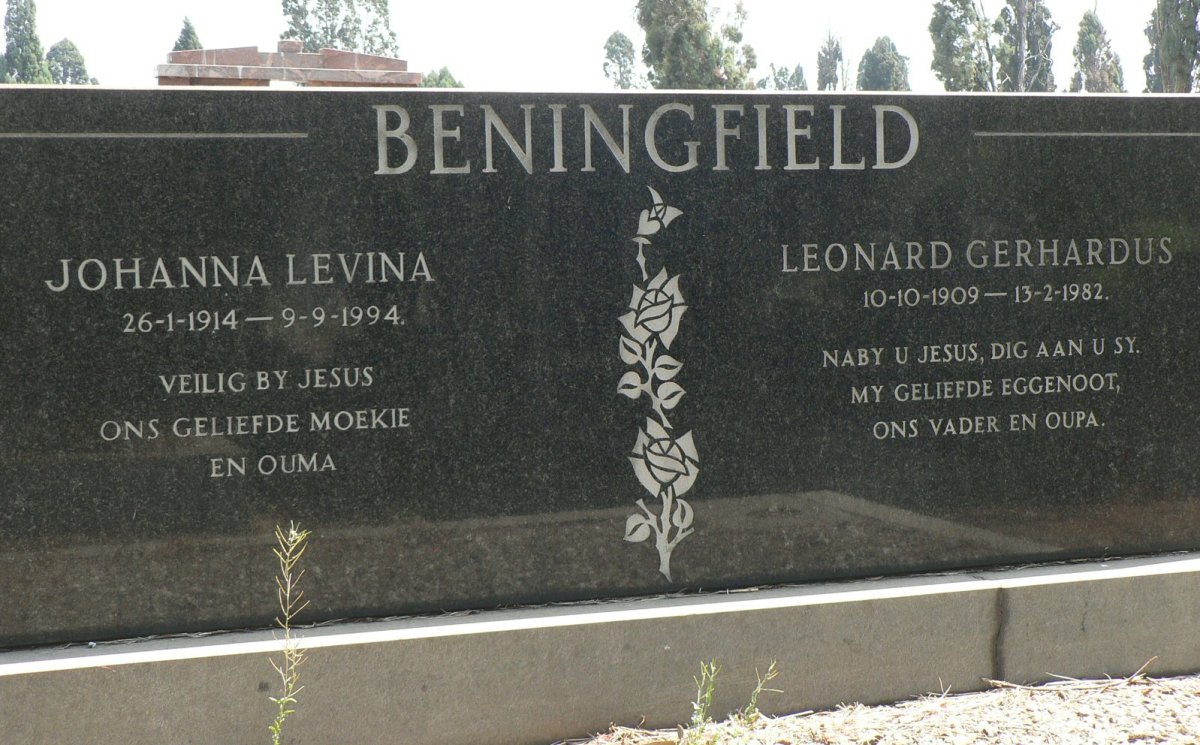 BENINGFIELD Leonard Gerhardus 1909-1982 &amp; Johanna Levina 1914-1994