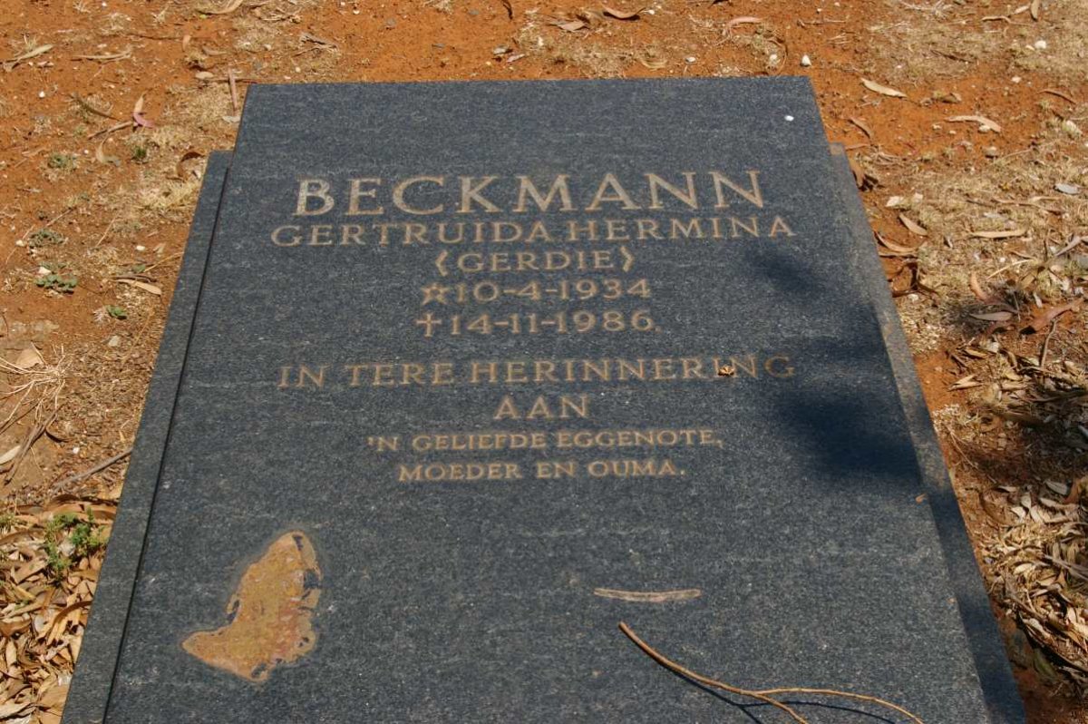 BECKMANN Gertruida Hermina 1934-1986