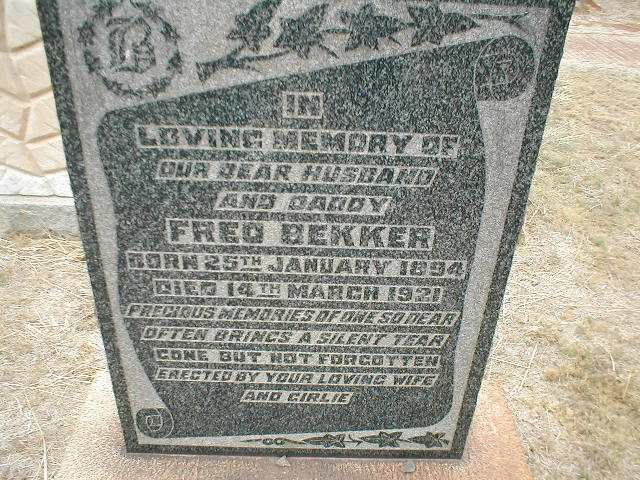 BEKKER Fred 1894-1921