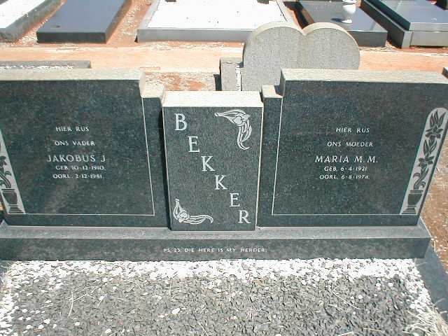 BEKKER Jakobus J. 1910-1981 &amp; Maria M.M. 1921-1974