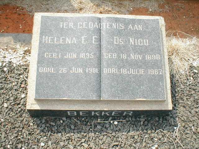 BEKKER Nico 1898-1967 &amp; Helena E.E. 1895-1981