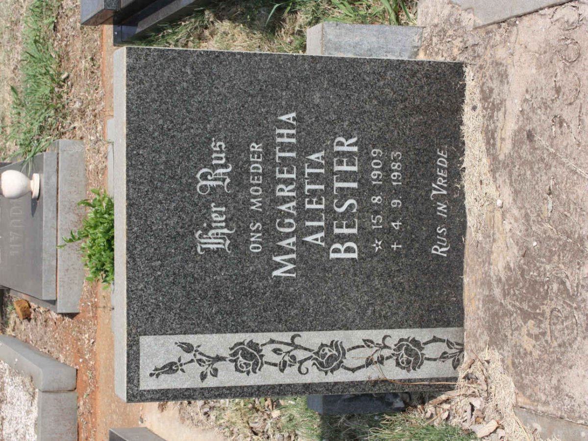 BESTER Magaretha Aletta 1909-1983