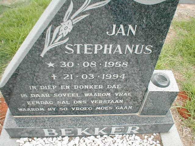 BEKKER Jan Stephanus 1958-1994
