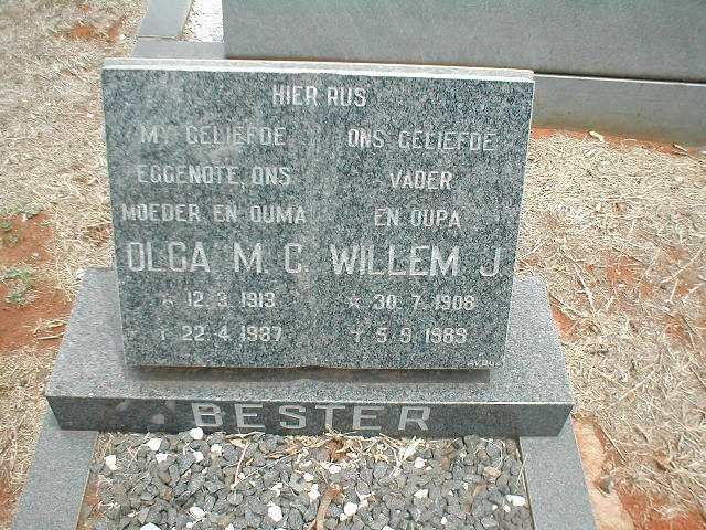 BESTER Willem J. 1908-1989 &amp; Olga M.C. 1913-1987