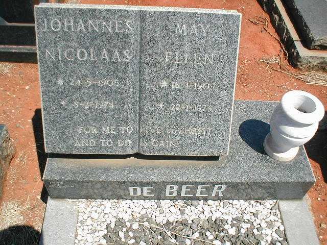 BEER Johannes Nicolaas, de 1905-1974 &amp; May Ellen 1909-1979
