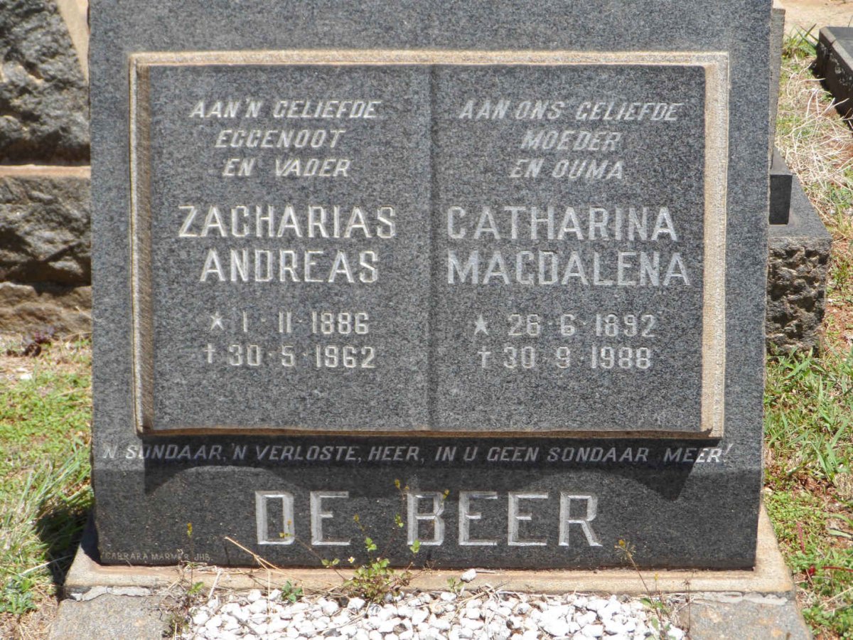 BEER Zacharias Andreas, de 1886-1962 &amp; Catharina Magdalena 1892-1988