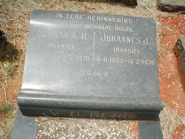 BERG Johannes J., v.d. 1925-1970 &amp; Cecilia A.H. 1918-1970