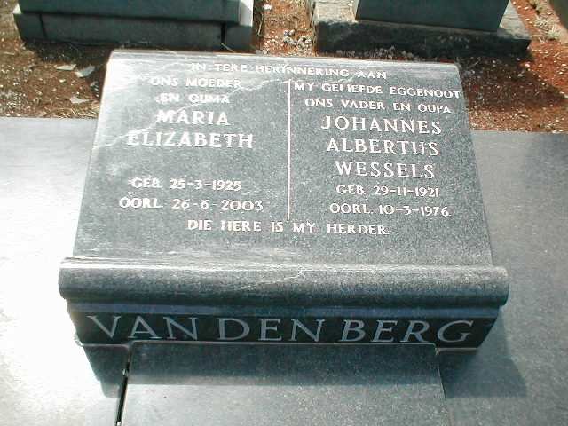 BERG Johannes Albertus Wessels, van den 1921-1976 &amp; Maria Elizabeth 1925-2003