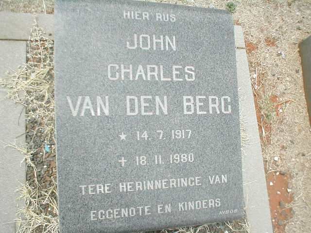 BERG John Charles, van den 1917-1980