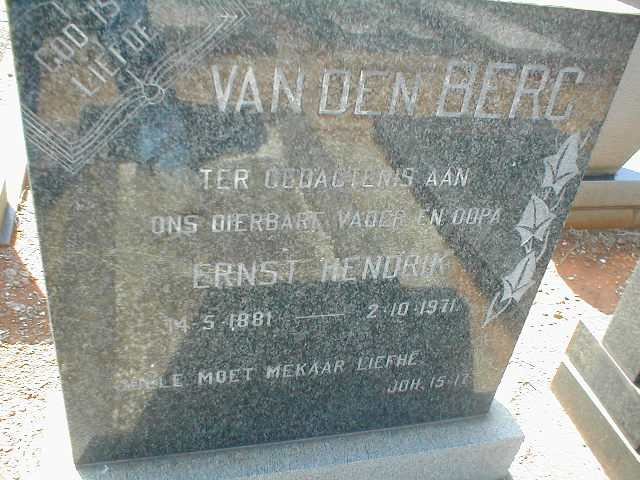 BERG Ernest Hendrik, van den 1881-1971