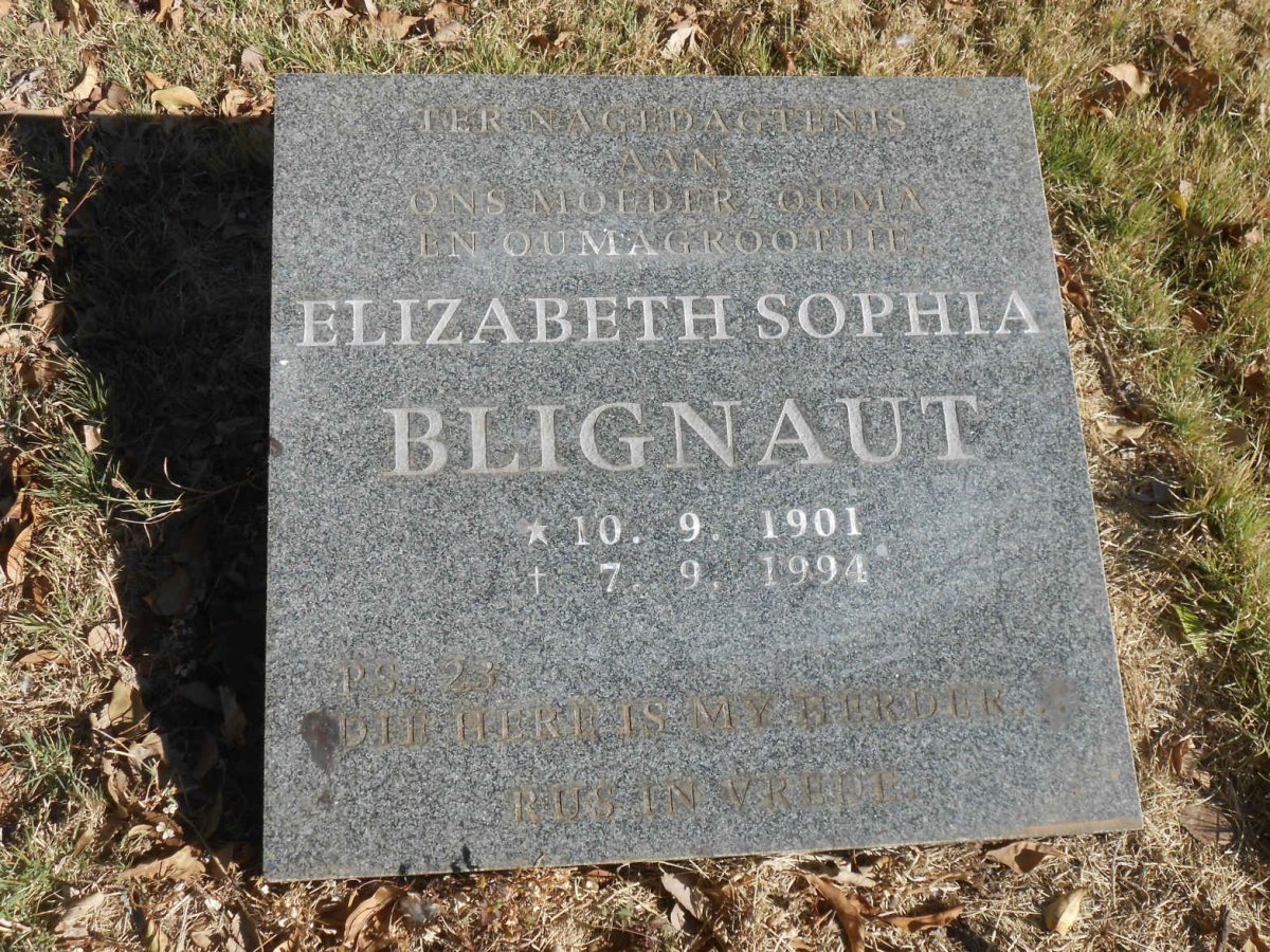 BLIGNAUT Elizabeth Sophia 1901-1994