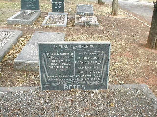 BOTES Petrus Hendrik  -1971 &amp; Sophia Helena 1912-1968