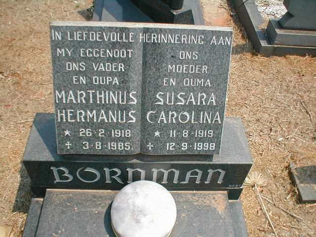 BORNMAN Marthinus Hermanus 1918-1985 &amp; Susara Carolina 1919-1998
