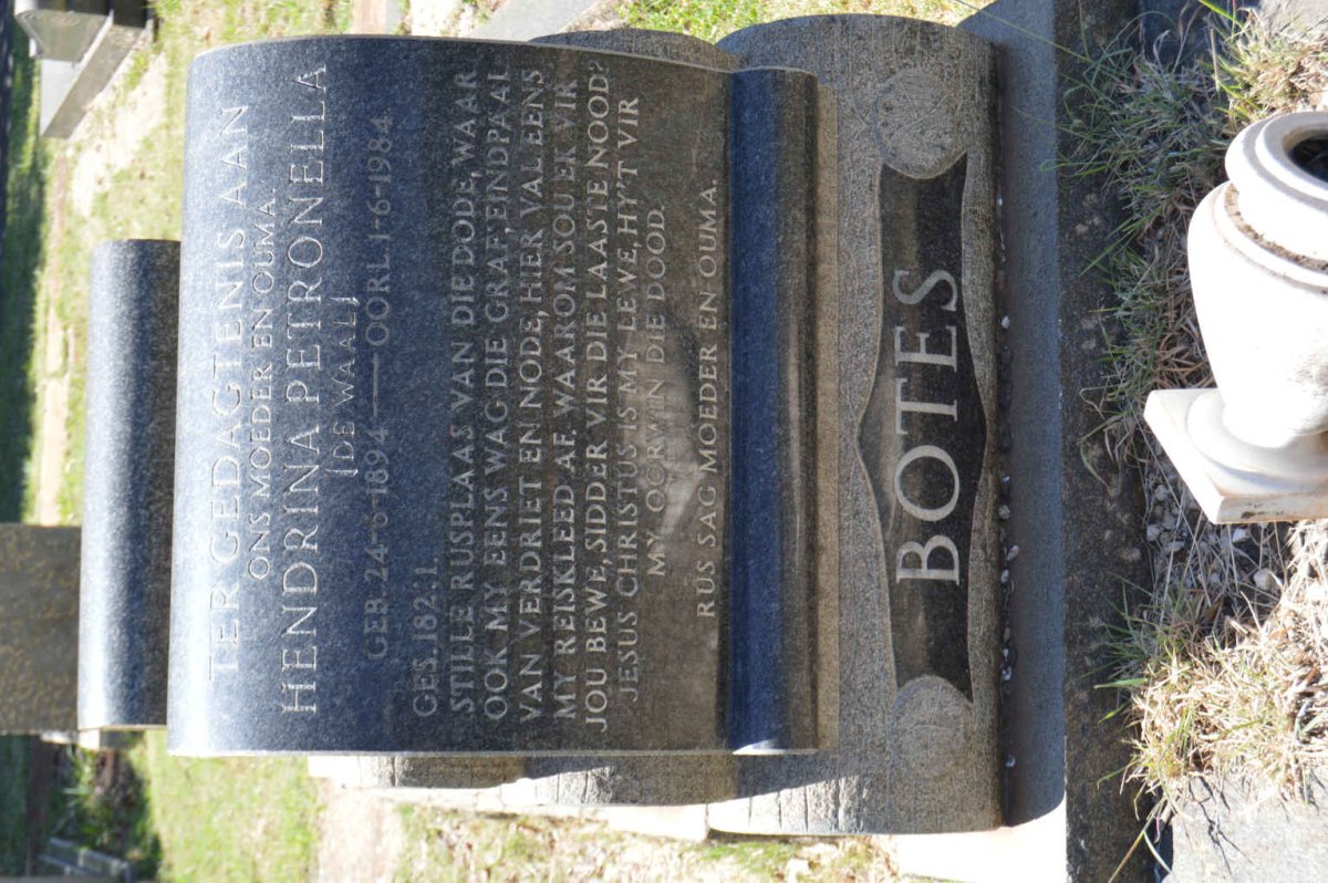 BOTES Hendrina Petronella nee DE WAAL 1894-1984