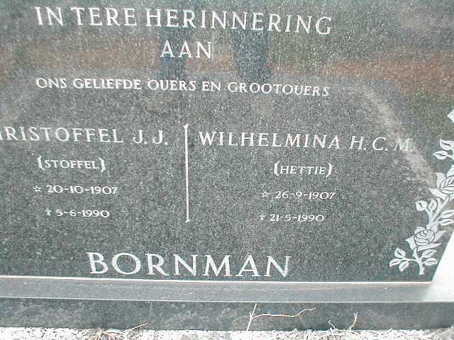 BORNMAN Christoffel J.J.1907-1990 &amp; Wilhelmina H.C.M.1907-1990