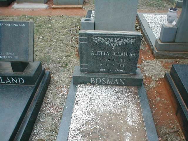 BOSMAN Aletta Claudia 1918-1979