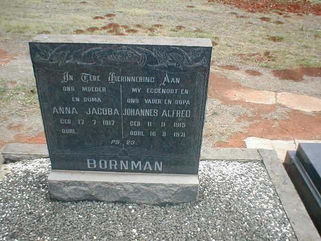 BORNMAN Johannes Alfred 1915-1971 &amp; Anna Jacoba 1917-