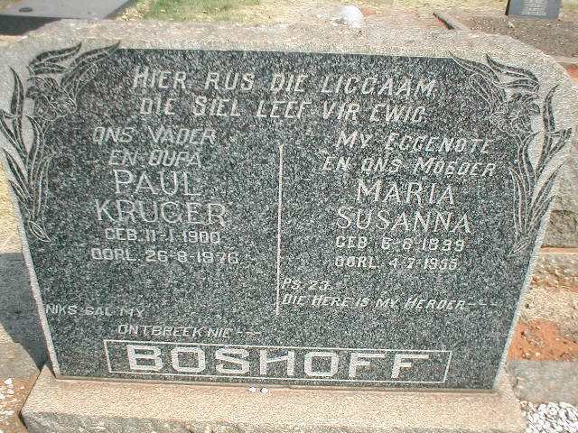 BOSHOFF Paul Kruger 1900-1976 &amp; Maria Susanna 1899-1955