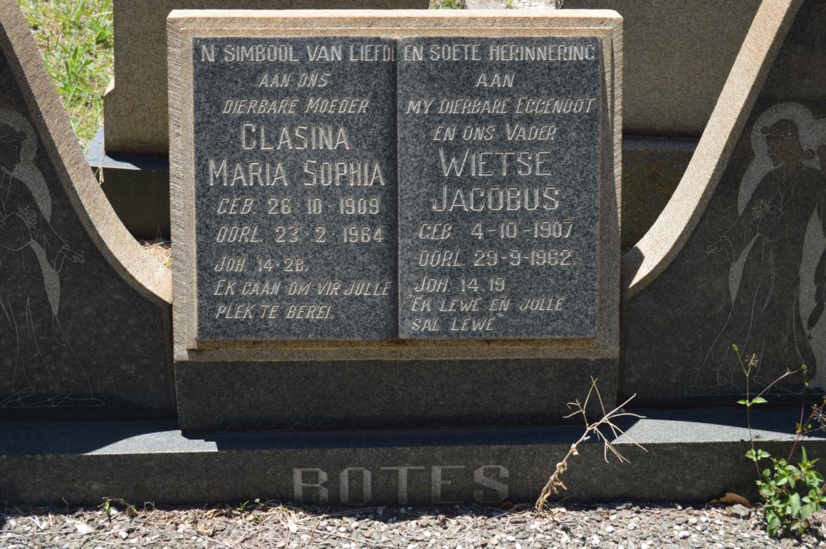 BOTES Wietse Jacobus 1907-1962 &amp; Clasina Maria Sophia 1909-1964