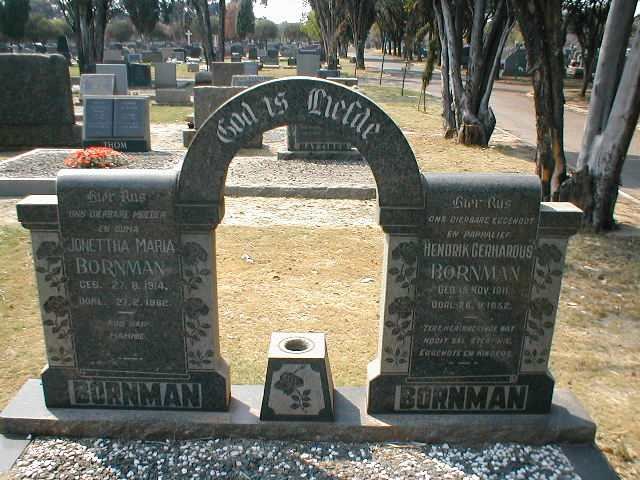 BORNMAN Hendrik Gerhardus 1911-1952 &amp; Jonettha Maria 1914-1982