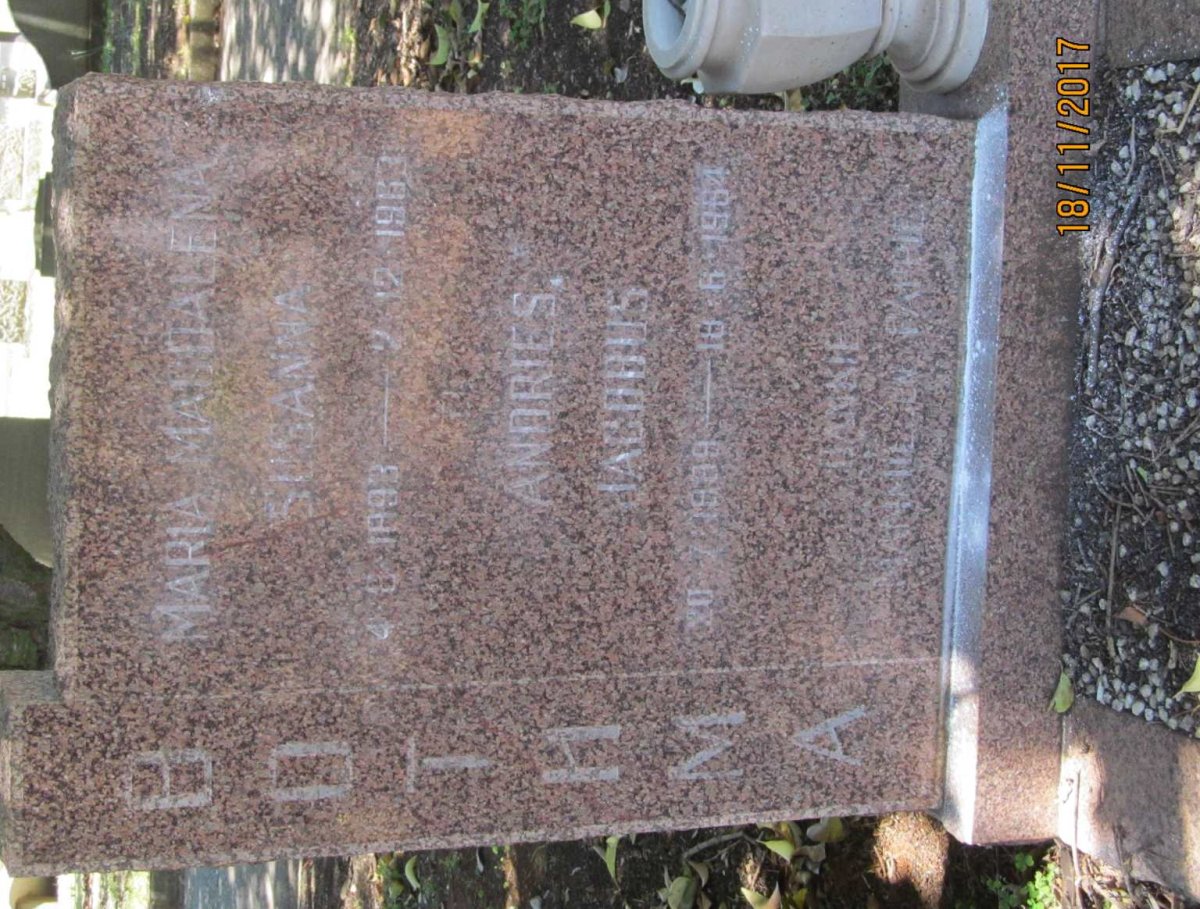 BOTHMA Andries Jacobus 1889-1964 &amp; Maria Magdalena Susanna 1893-1963