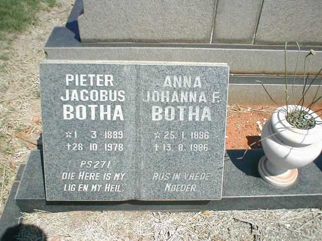 BOTHA Pieter Jacobus 1889-1978 &amp; Anna Johanna F. 1896-1986