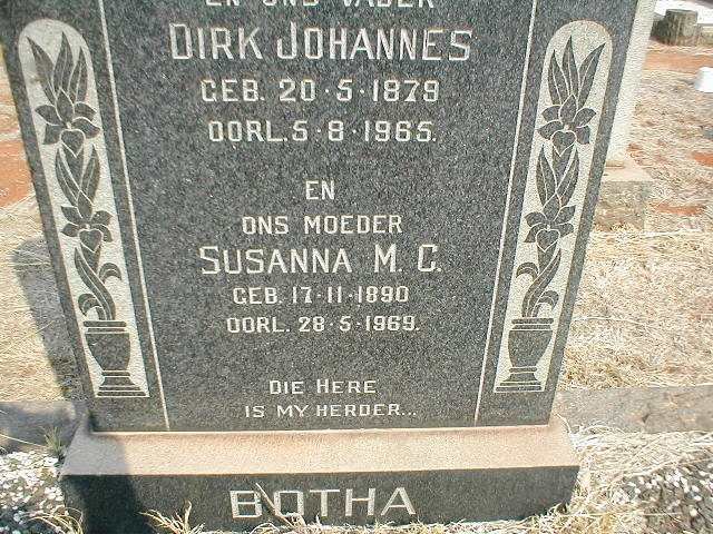 BOTHA Dirk Johannes 1879-1965 &amp; Susanna M.C. 1890-1969