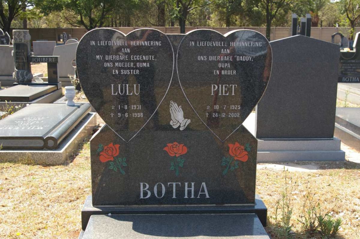 BOTHA Piet 1925-2002 &amp; Lulu 1931-1998