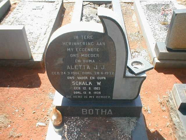 BOTHA Schalk W. 1903-1975 &amp; Aletta J.J. 1901-1972
